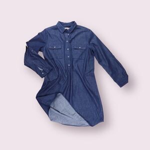 LOFT Collared, button placket, long sleeve, denim Midi dress, Size SP
